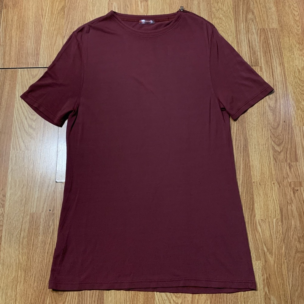 Prada Shirt Mens Size Small Burgundy Shoulder Zipper Pullover Rayon Nylon